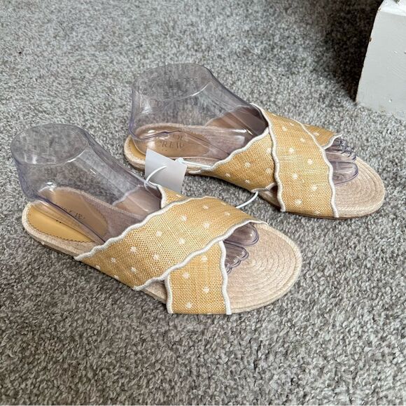 NWOB J. Crew Scalloped polka-dot slide sandals in Polkadot Raffia | Size 9 - Picture 2 of 6